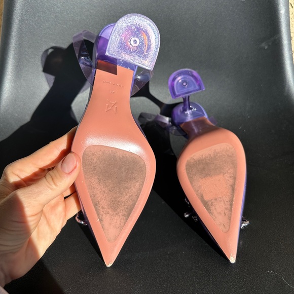 AMINA MUADDI Rosie see-through purple Crystal Embellished Slingback Pumps - Picture 2 of 11